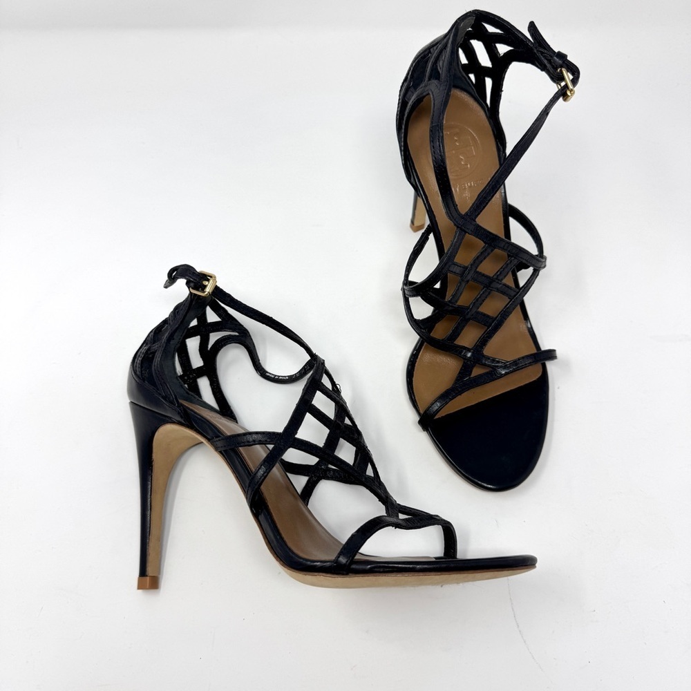 Tory Burch Amalie Black Cage Straps High Heels